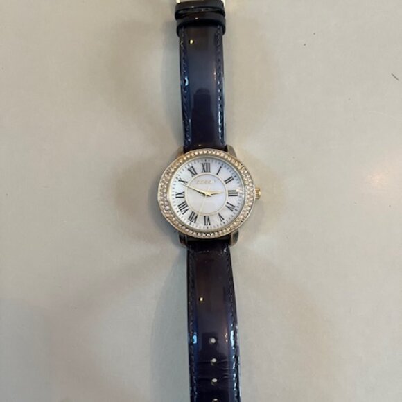 GOSSIP | Gold Accents Women's Watch Blue Patent Leather Band-NEW Battery - Picture 1 of 6